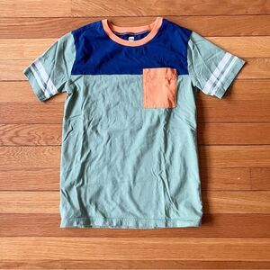 Tea Collection Green Orange Stripe Cotton Pocket Tee T-Shirt 10